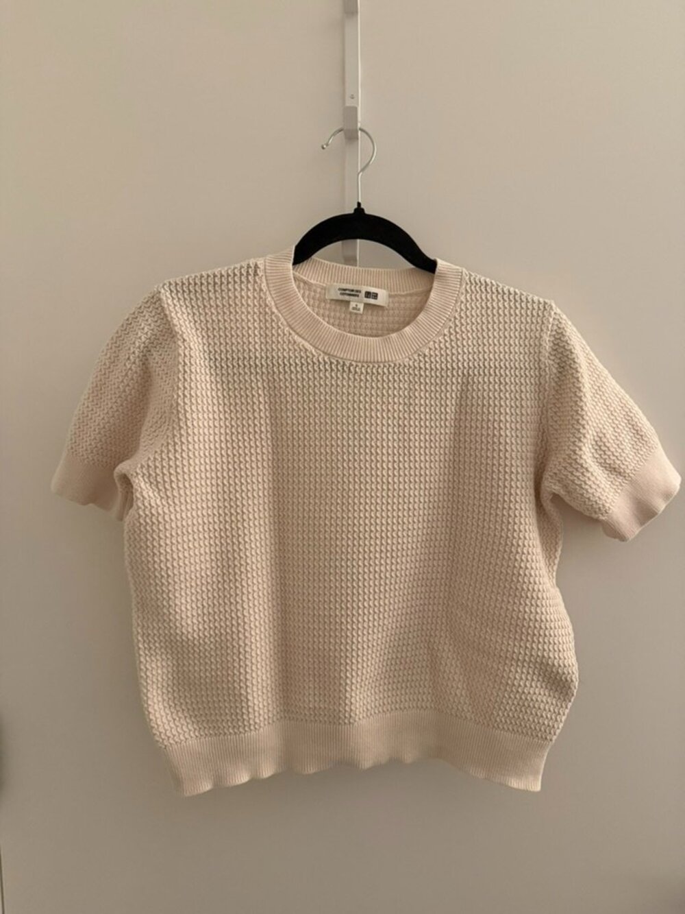 Uniqlo Cotton Short Sleeve Sweater Cream Color Size Small